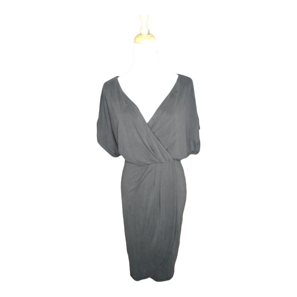 Wrap Front V Neck Short Sleeve Knee Length Dress Modal Size M NWT